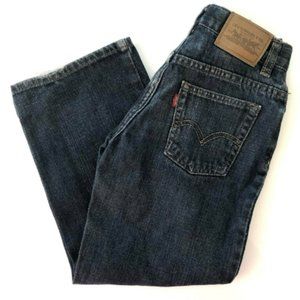 Levis 569 Loose Fit Jeans Boys 7X Dark Wash Distressed Adjustable Waist